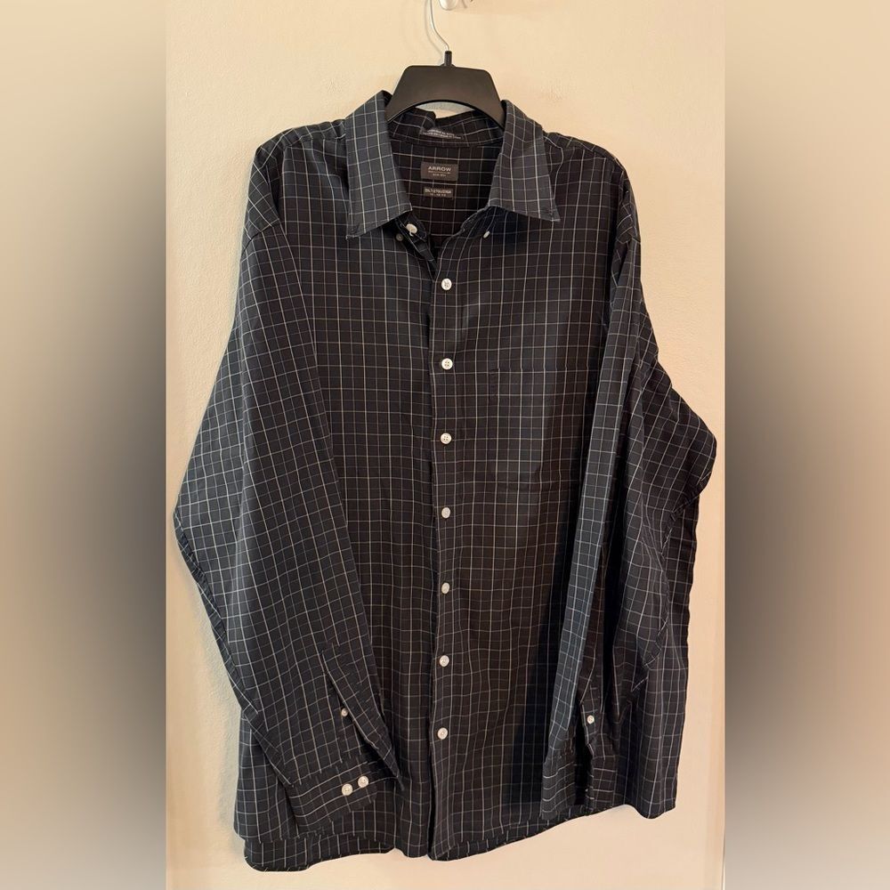 Arrow Men's Black Checkered Button Down Collared Shirt - Size 2XLT